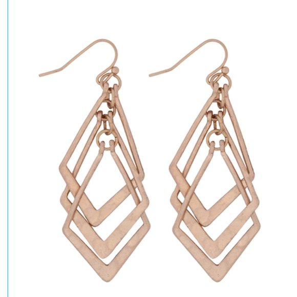 SHEIN Jewelry - 3 Cross Diamond Drop Earrings, Matte Gold